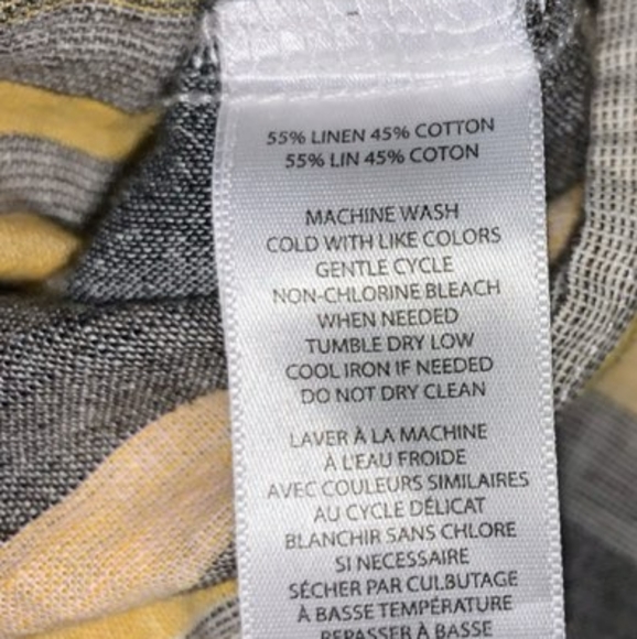 🐣- NWT BeachLunchLounge sz S Grey & Yellow Striped Linen/Cotton Blend Blouse - Picture 6 of 6